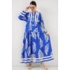 2423 Otantik Desenli Tesettür Elbise - Saks 3 157055 2423 Otantik Desenli Tesettür Elbise - Saks 3 157055