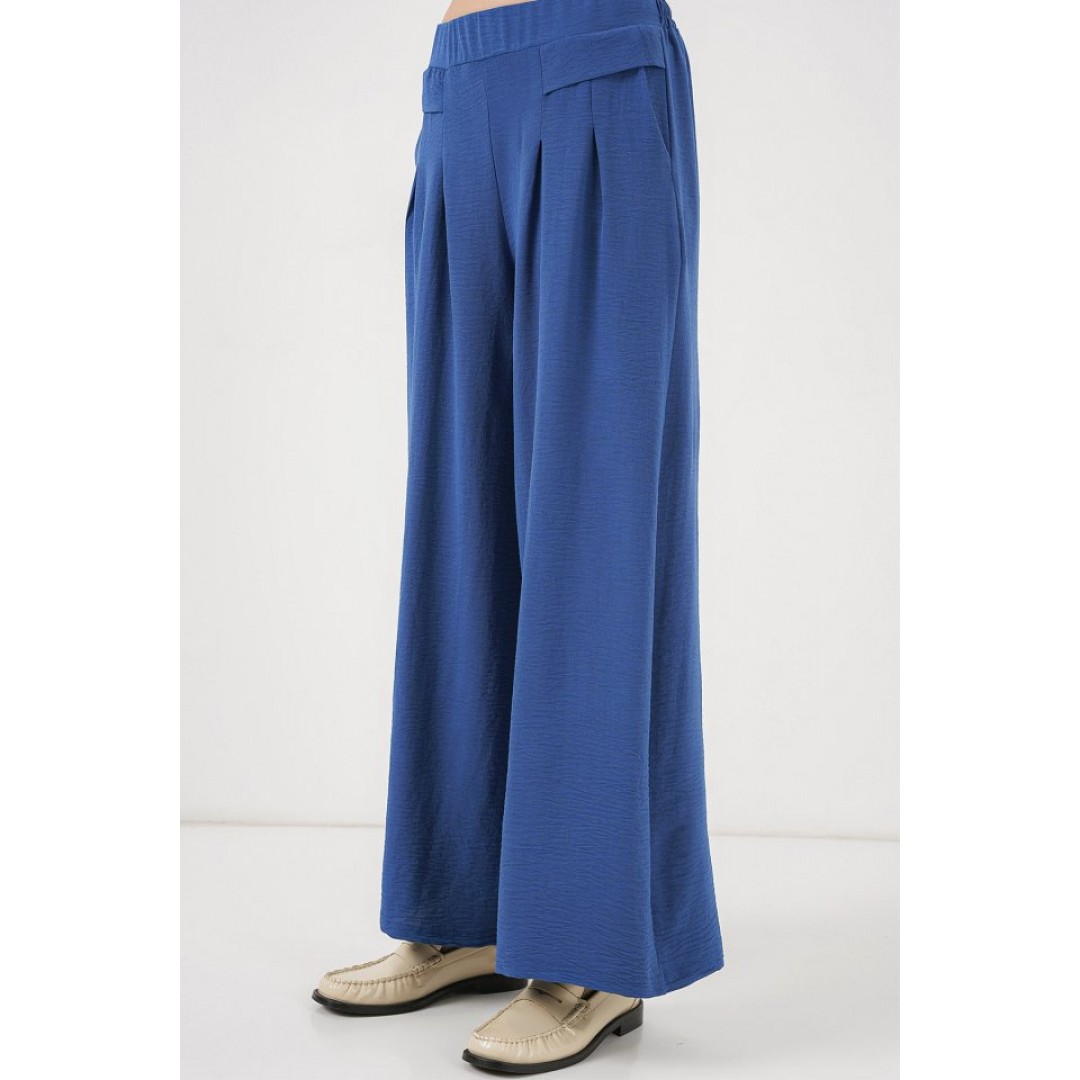 Geniş Paça Pileli Pantolon 6718 - İndigo - 157438 Geniş Paça Pileli Pantolon 6718 - İndigo - 157438