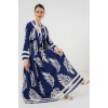 2423 Otantik Desenli Tesettür Elbise - Lacivert 3 157532 2423 Otantik Desenli Tesettür Elbise - Lacivert 3 157532