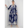 2423 Otantik Desenli Tesettür Elbise - Lacivert 3 157532 2423 Otantik Desenli Tesettür Elbise - Lacivert 3 157532