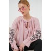 Nakışlı Örme Bluz 941 - Pudra 157644