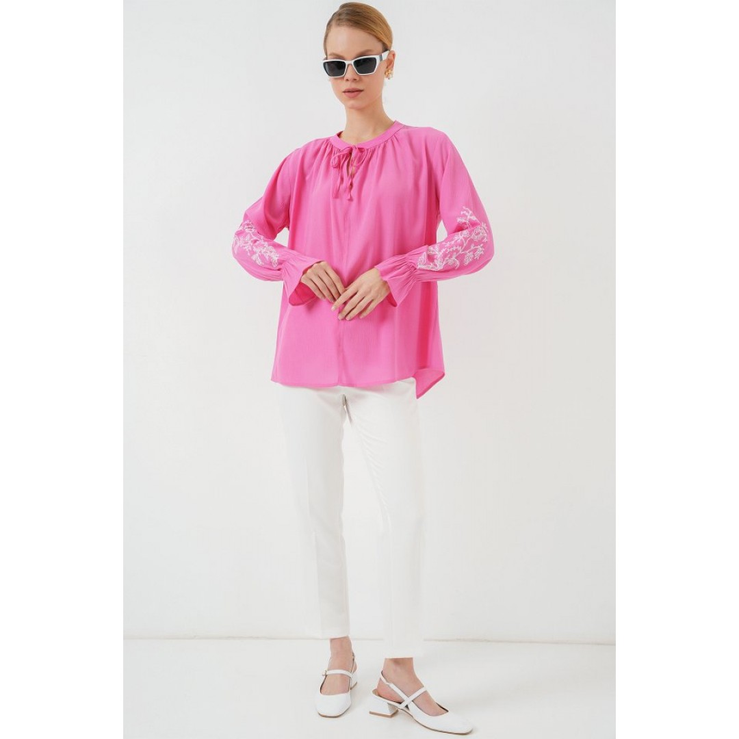 Nakışlı Örme Bluz 941 - Pembe 157647