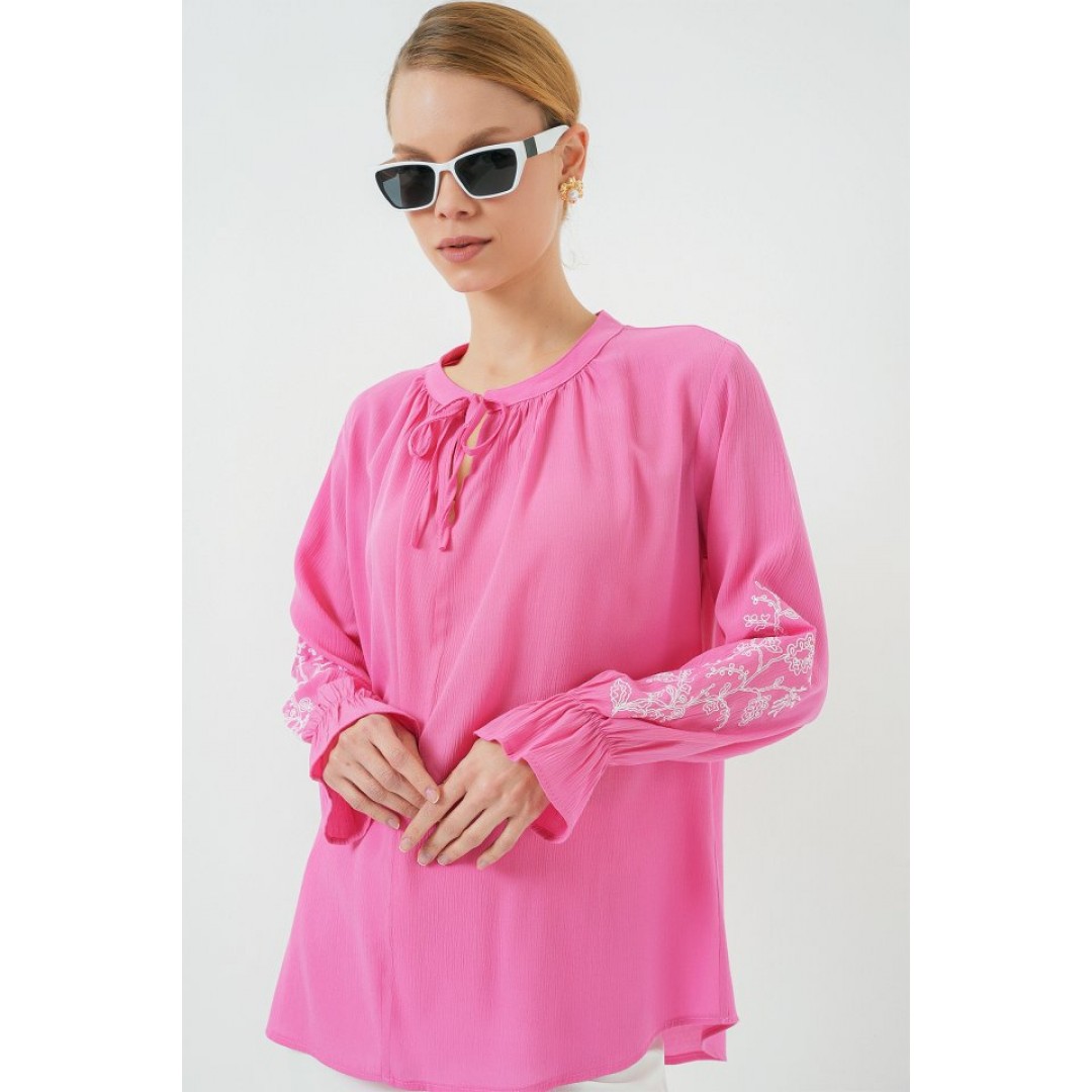 Nakışlı Örme Bluz 941 - Pembe 157647