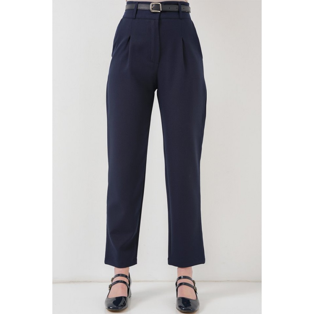Pileli Kemerli Kumaş Pantolon 6725 - Lacivert 157650 Pileli Kemerli Kumaş Pantolon 6725 - Lacivert 157650