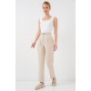 Pileli Kemerli Kumaş Pantolon 6725 - Krem 157651 Pileli Kemerli Kumaş Pantolon 6725 - Krem 157651