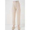 Pileli Kemerli Kumaş Pantolon 6725 - Krem 157651 Pileli Kemerli Kumaş Pantolon 6725 - Krem 157651