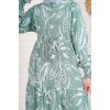 2145 Desenli Tesettür Elbise - Haki 159454 2145 Desenli Tesettür Elbise - Haki 159454