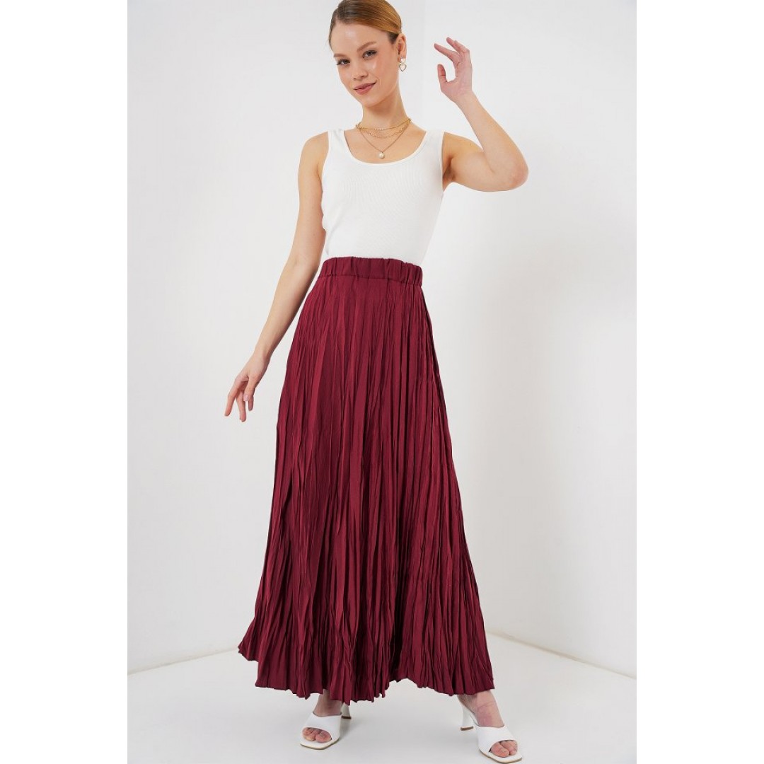 Uzun Kırışık Etek 8042 - Bordo - 159469 Uzun Kırışık Etek 8042 - Bordo - 159469