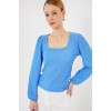 0442 Uzun Kollu Bluz - Saks 159473 0442 Uzun Kollu Bluz - Saks 159473