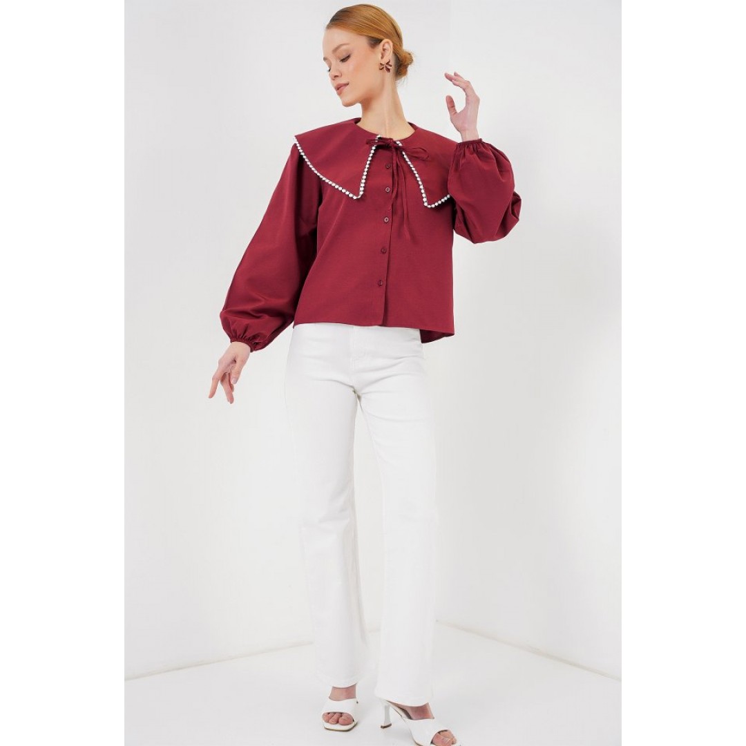 Bebe Yaka Gömlek 20314 - Bordo - 159500