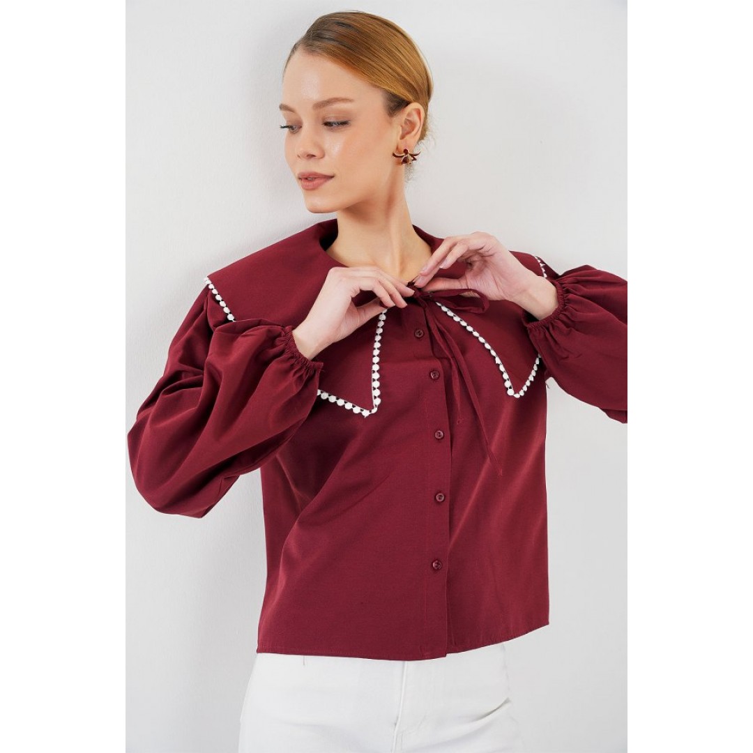 Bebe Yaka Gömlek 20314 - Bordo - 159500