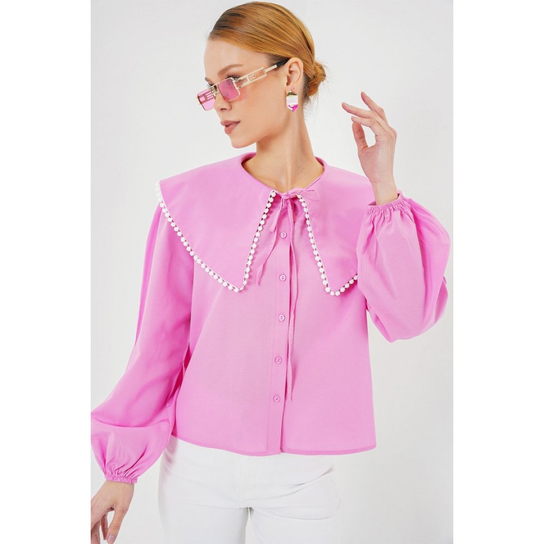 Bebe Yaka Gömlek 20314 - Pembe - 159620 Bebe Yaka Gömlek 20314 - Pembe - 159620