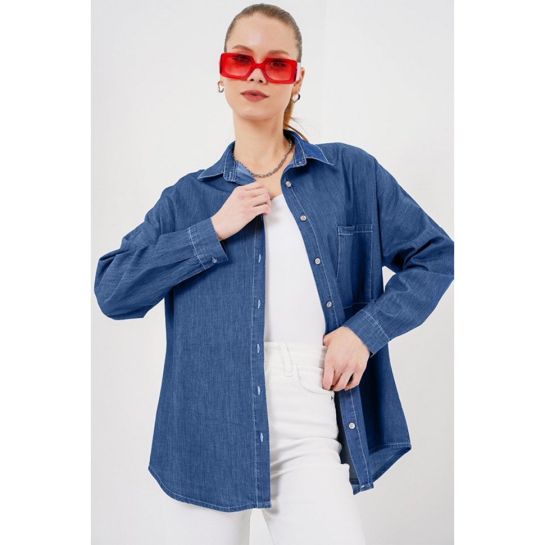 Oversize Kot Gömlek 20280 - Lacivert 159714