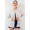 Çizgili Oversize Gömlek 20278 - B.Beyaz - 159860 Çizgili Oversize Gömlek 20278 - B.Beyaz - 159860