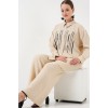 Desenli Tunik Pantolon İkili Takım 6720 - Krem 159873