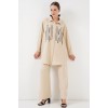 Desenli Tunik Pantolon İkili Takım 6720 - Krem 159873