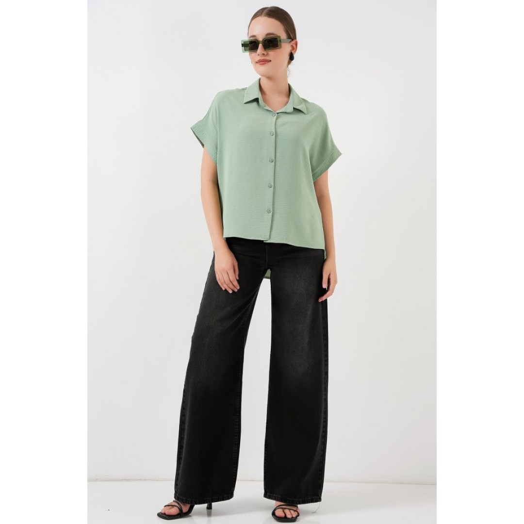 Oversize Kısa Kol Gömlek 20322 - Çağla 159981 Oversize Kısa Kol Gömlek 20322 - Çağla 159981