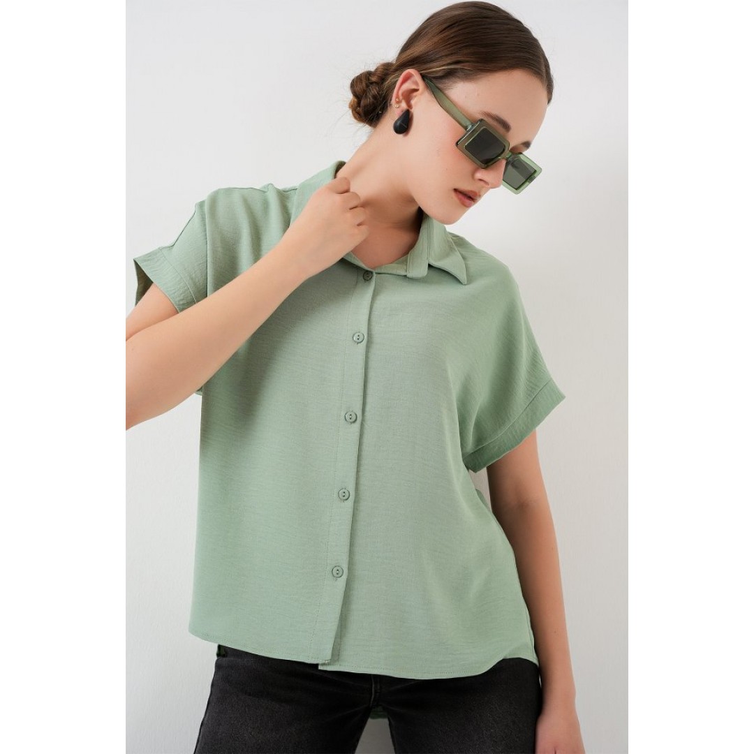Oversize Kısa Kol Gömlek 20322 - Çağla 159981 Oversize Kısa Kol Gömlek 20322 - Çağla 159981