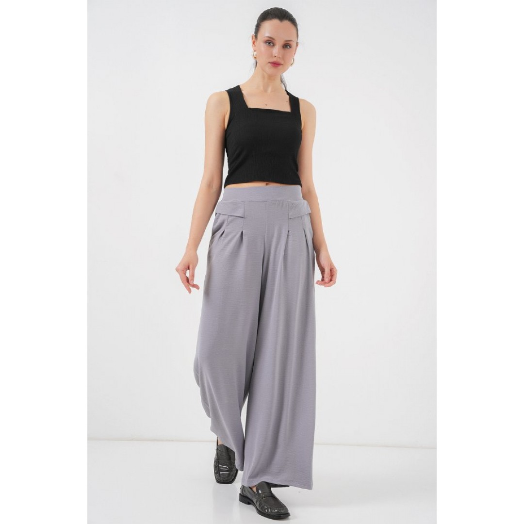 Geniş Paça Pileli Pantolon 6718 - Gri 161374 Geniş Paça Pileli Pantolon 6718 - Gri 161374