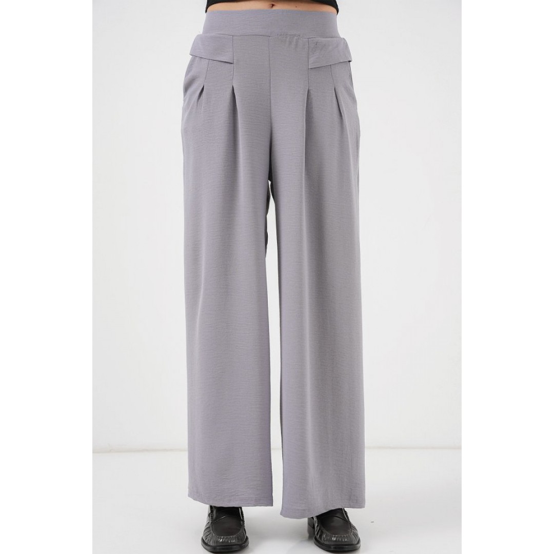 Geniş Paça Pileli Pantolon 6718 - Gri 161374 Geniş Paça Pileli Pantolon 6718 - Gri 161374