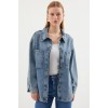 0694 Çift Cepli Oversize Denim Ceket - Buz Mavi 161523 0694 Çift Cepli Oversize Denim Ceket - Buz Mavi 161523