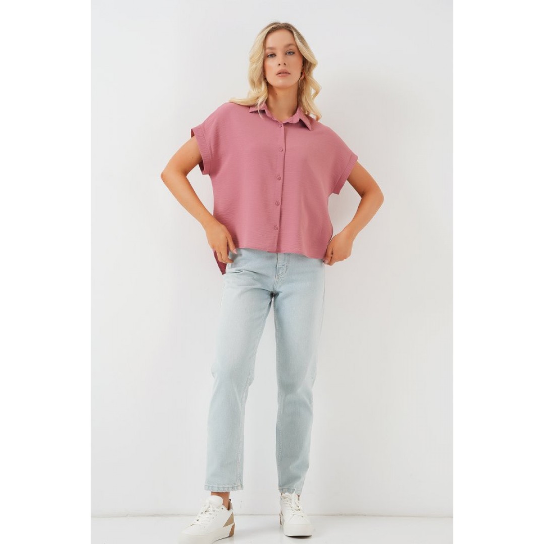 Oversize Kısa Kol Gömlek 20322 - Pembe 161787 Oversize Kısa Kol Gömlek 20322 - Pembe 161787