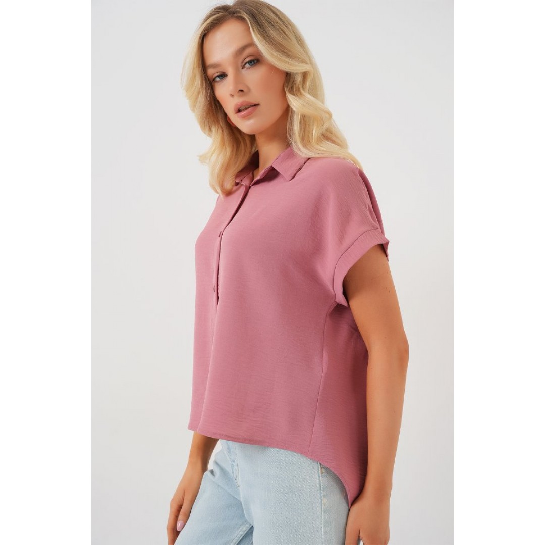Oversize Kısa Kol Gömlek 20322 - Pembe 161787 Oversize Kısa Kol Gömlek 20322 - Pembe 161787
