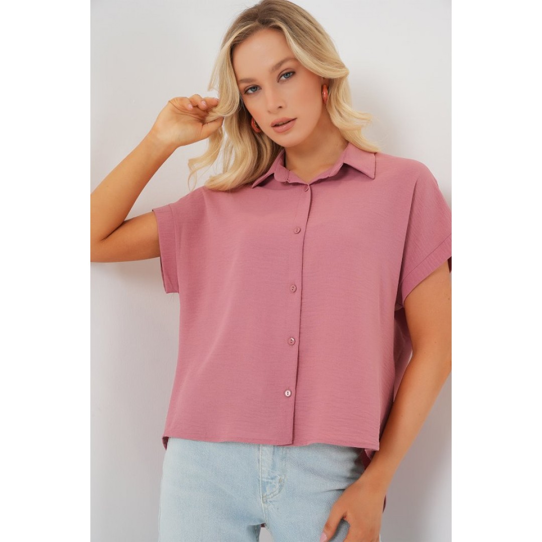 Oversize Kısa Kol Gömlek 20322 - Pembe 161787 Oversize Kısa Kol Gömlek 20322 - Pembe 161787