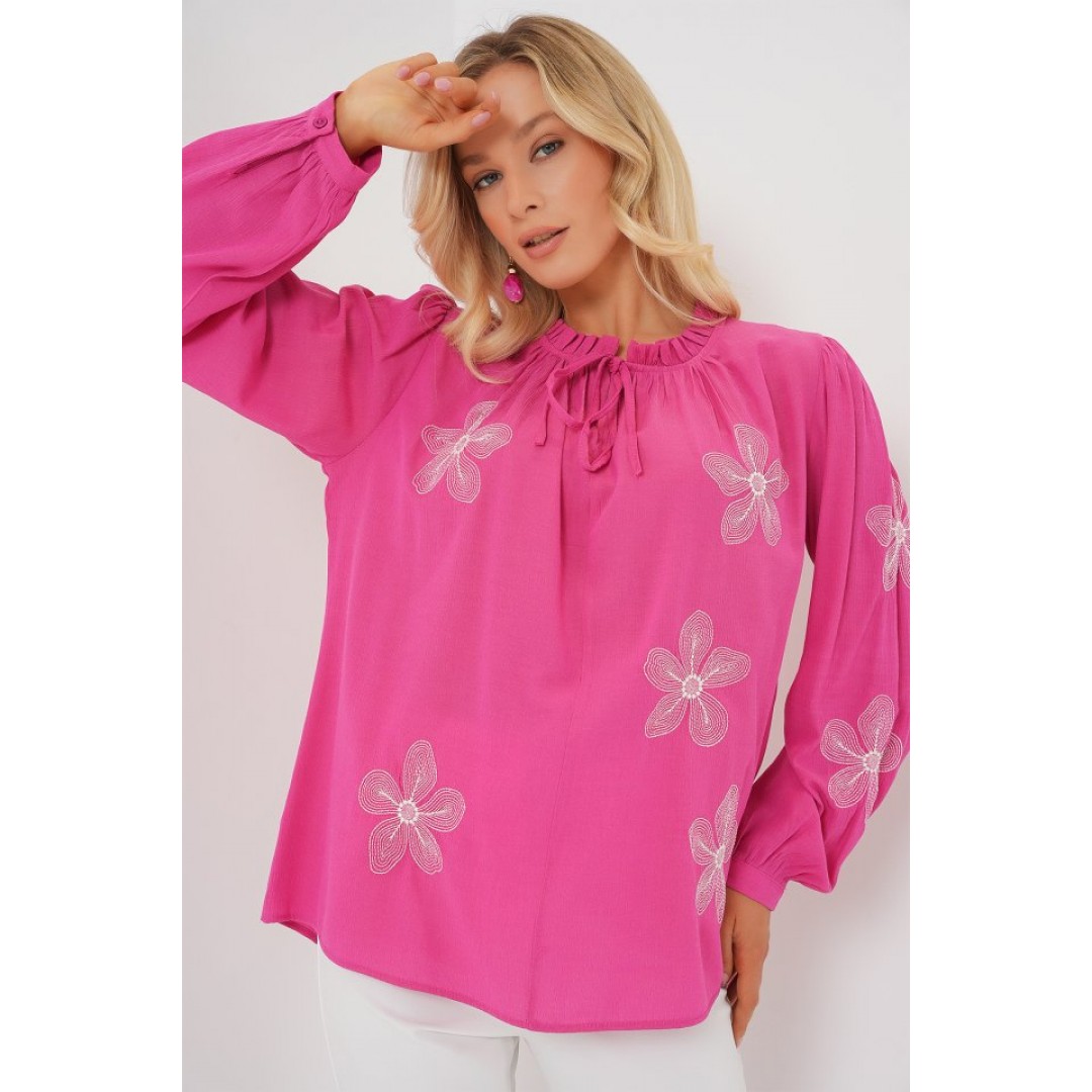 Uzun Kol Nakışlı Örme Bluz 951 - Pembe 161806 Uzun Kol Nakışlı Örme Bluz 951 - Pembe 161806