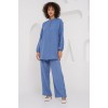 6678 Keten Tunik Pantolon İkili Takım - İndigo 162408 6678 Keten Tunik Pantolon İkili Takım - İndigo 162408