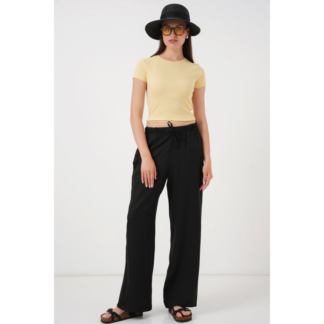 Geniş Paça Keten Pantolon 6735 - Siyah 162507 Geniş Paça Keten Pantolon 6735 - Siyah 162507