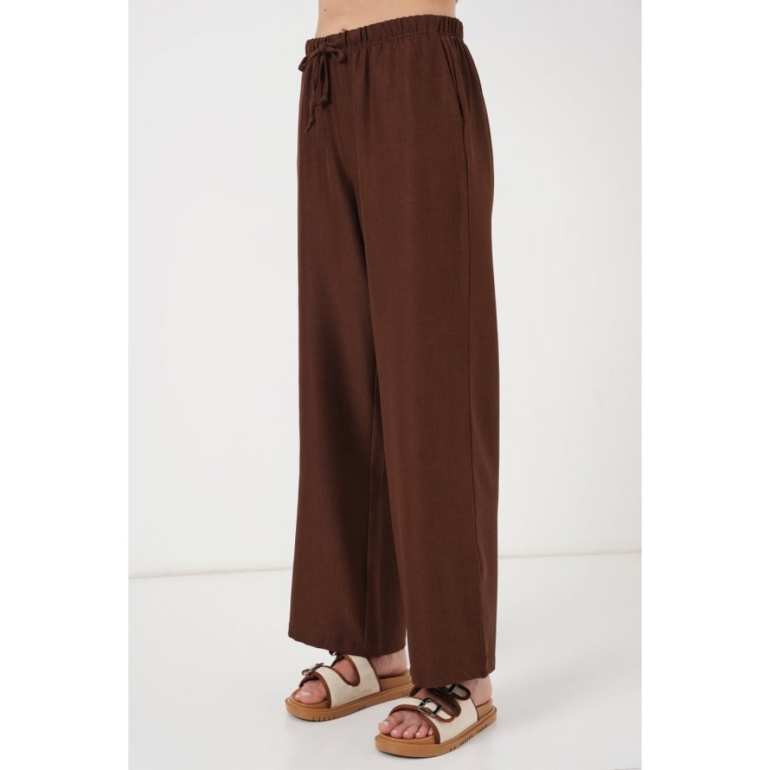 Geniş Paça Keten Pantolon 6735 - Kahverengi 162508 Geniş Paça Keten Pantolon 6735 - Kahverengi 162508