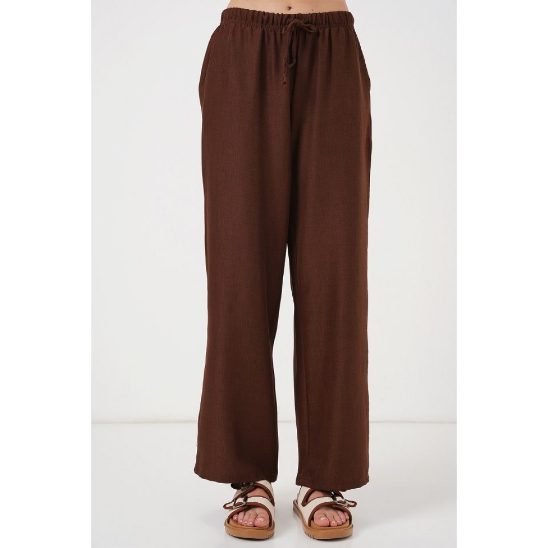 Geniş Paça Keten Pantolon 6735 - Kahverengi 162508 Geniş Paça Keten Pantolon 6735 - Kahverengi 162508