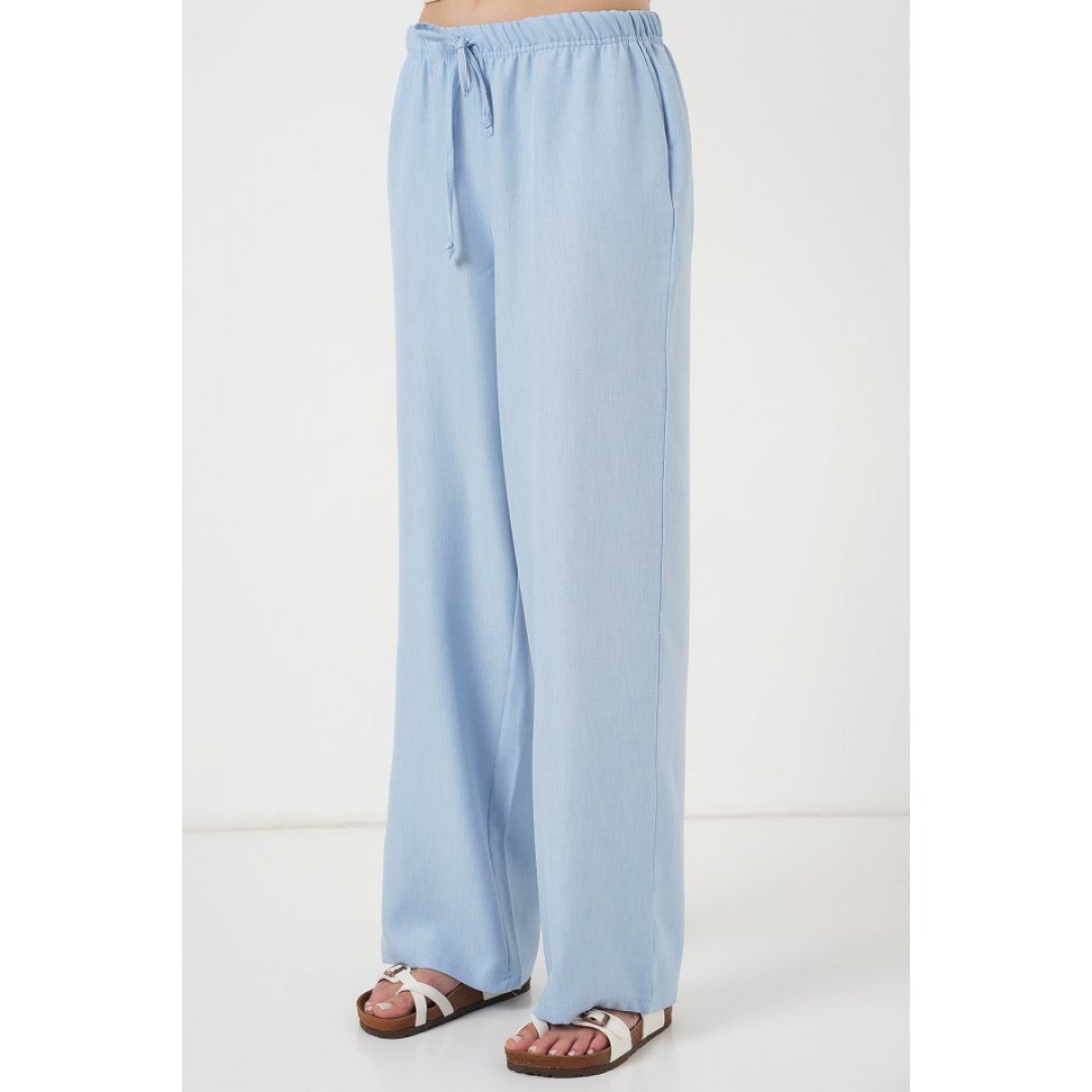 Geniş Paça Keten Pantolon 6735 - Mavi 162511 Geniş Paça Keten Pantolon 6735 - Mavi 162511