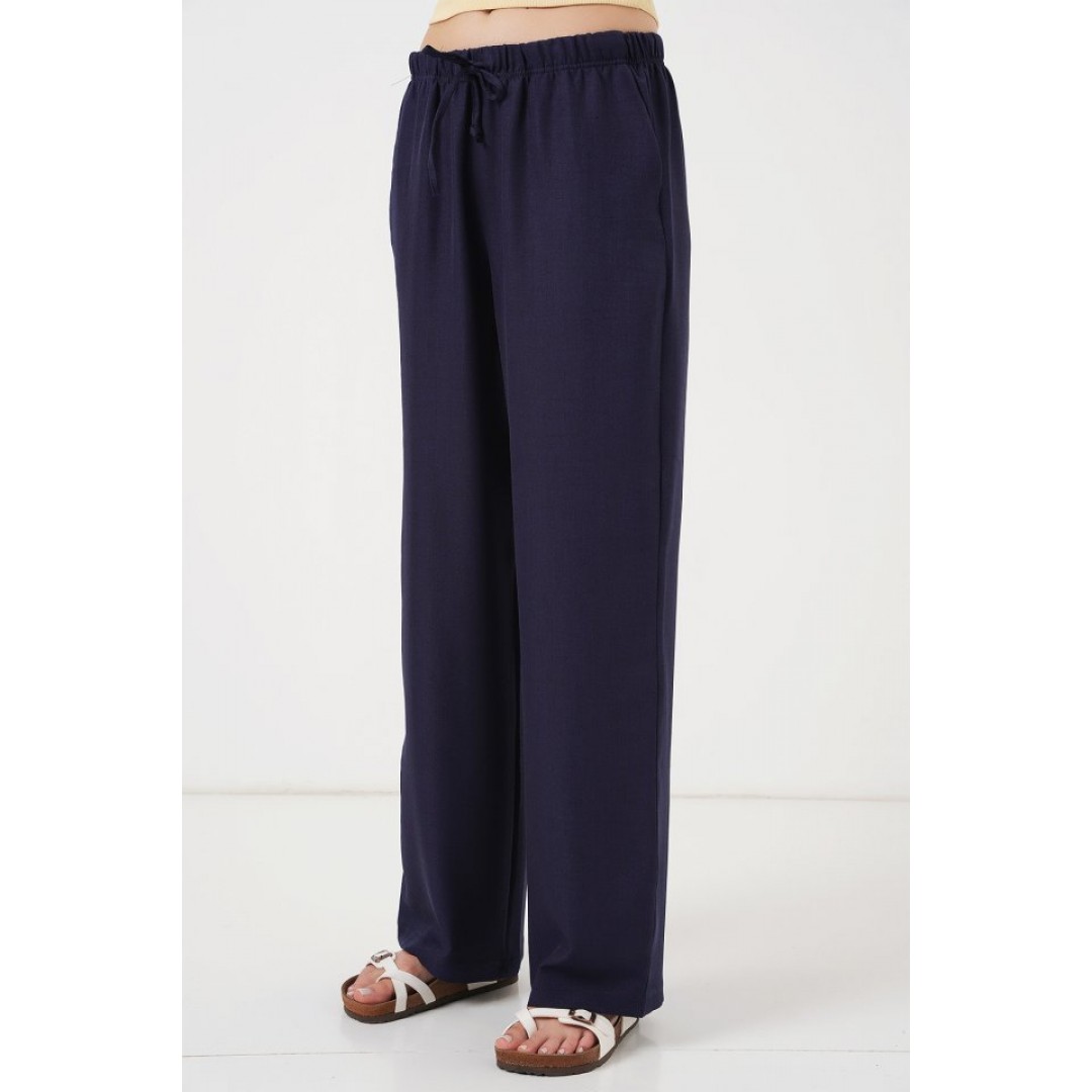 Geniş Paça Keten Pantolon 6735 - Lacivert 162512 Geniş Paça Keten Pantolon 6735 - Lacivert 162512