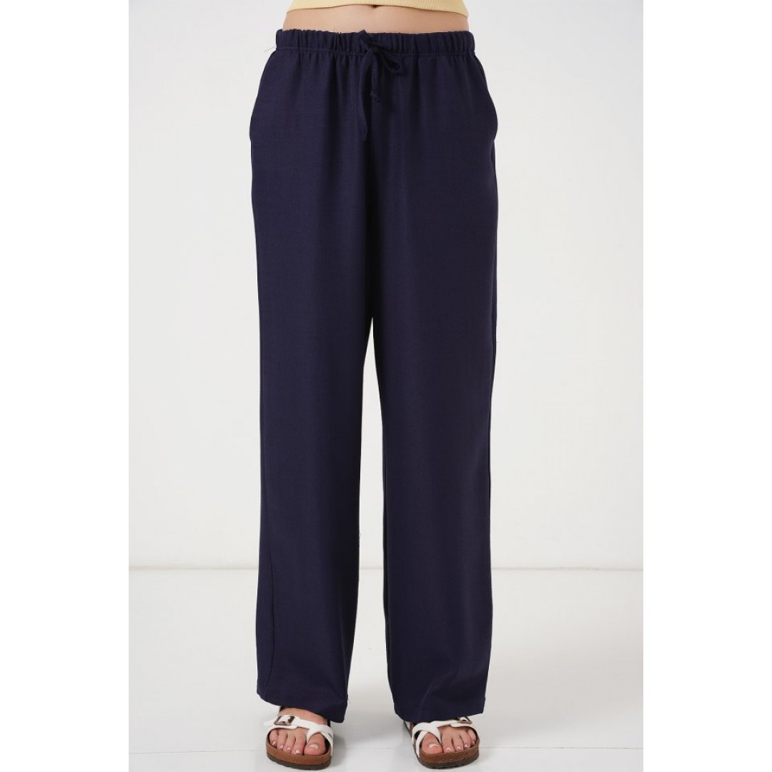 Geniş Paça Keten Pantolon 6735 - Lacivert 162512 Geniş Paça Keten Pantolon 6735 - Lacivert 162512