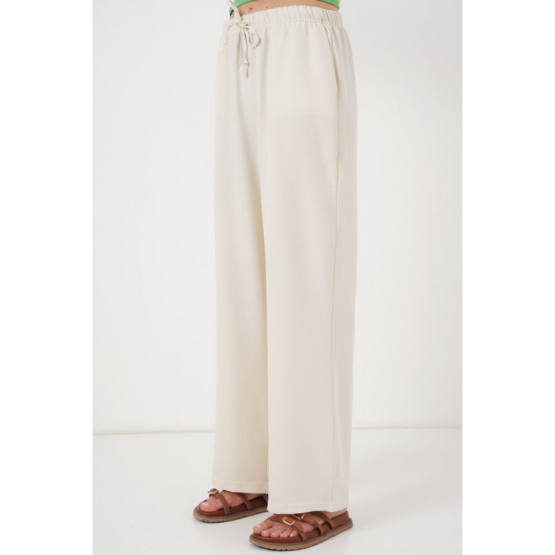 Geniş Paça Keten Pantolon 6735 - Ekru 162513 Geniş Paça Keten Pantolon 6735 - Ekru 162513