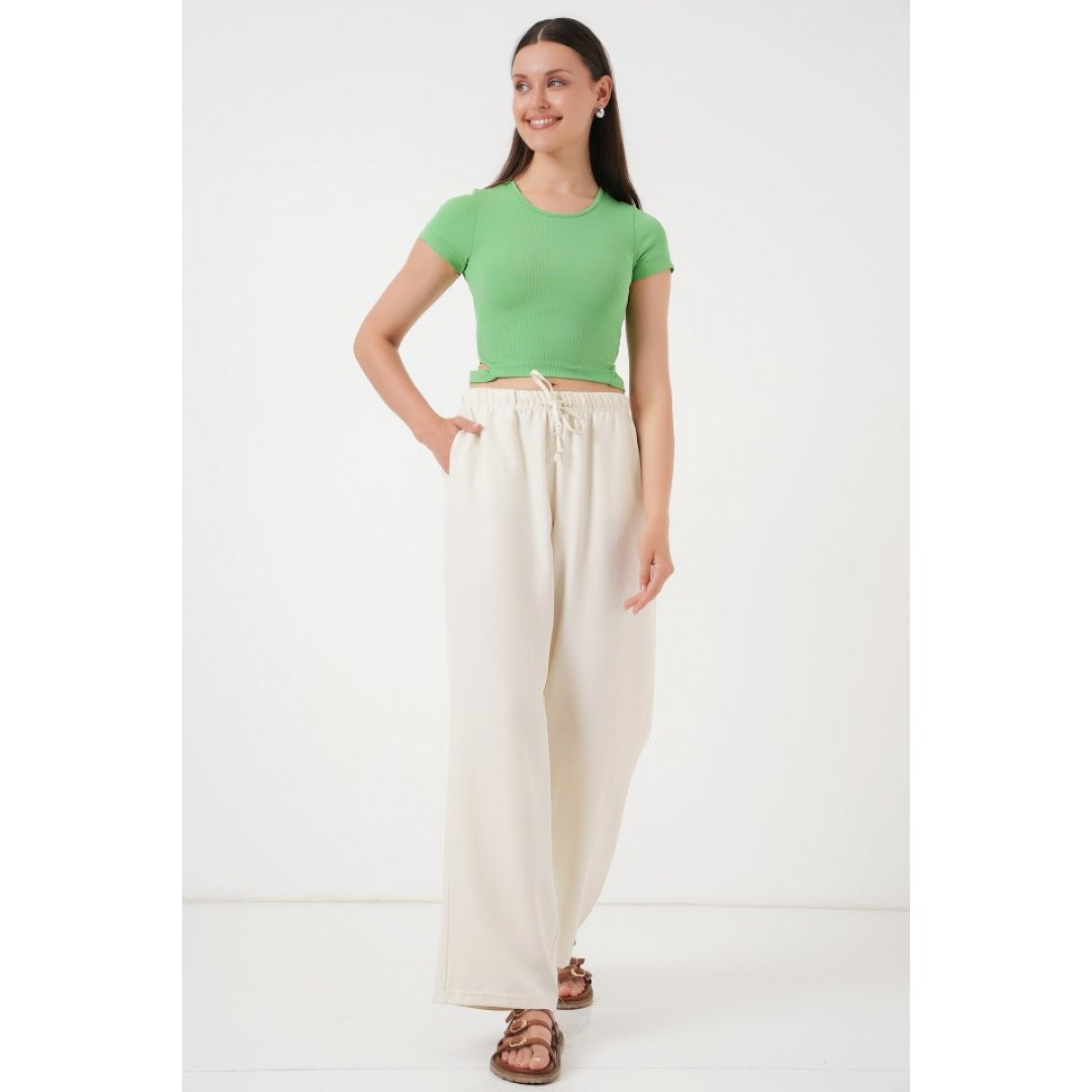 Geniş Paça Keten Pantolon 6735 - Ekru 162513 Geniş Paça Keten Pantolon 6735 - Ekru 162513
