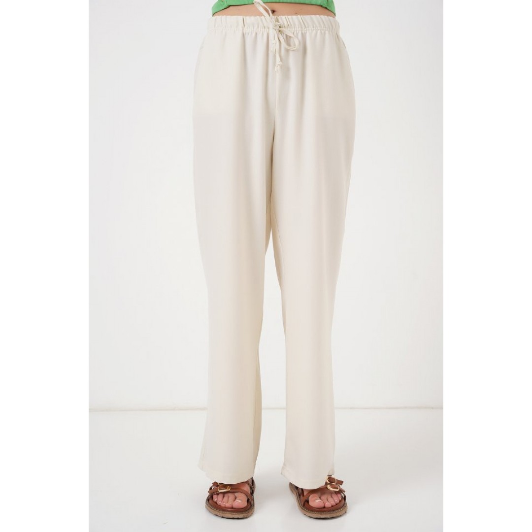 Geniş Paça Keten Pantolon 6735 - Ekru 162513 Geniş Paça Keten Pantolon 6735 - Ekru 162513