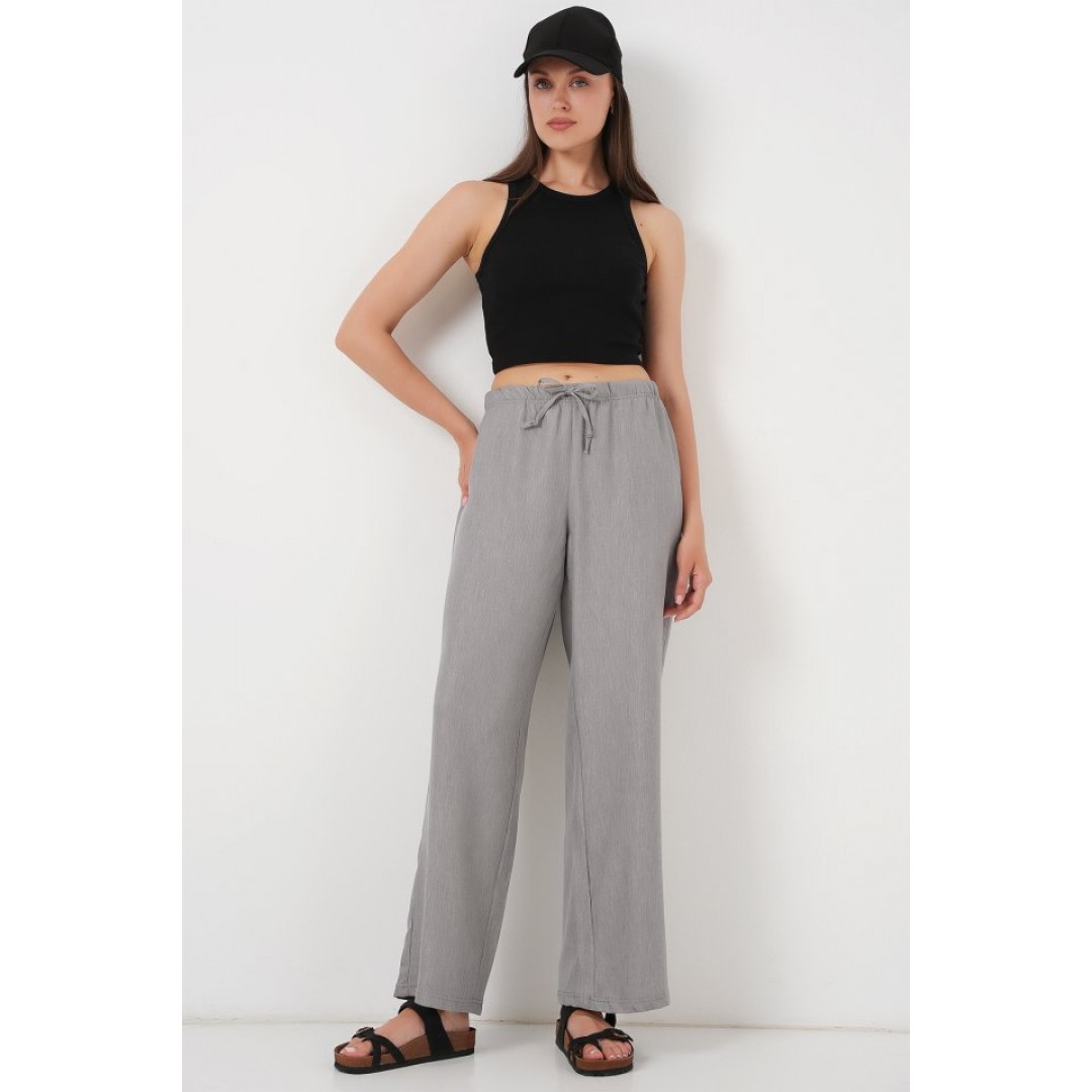 Geniş Paça Keten Pantolon 6735 - Gri 162514 Geniş Paça Keten Pantolon 6735 - Gri 162514