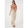 Geniş Paça Keten Pantolon 6735 - Krem 162517