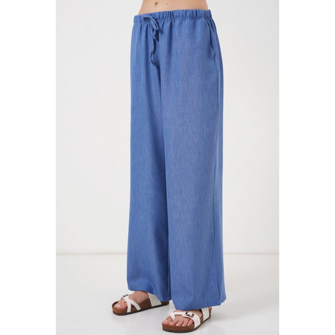 Geniş Paça Keten Pantolon 6735 - İndigo 162518 Geniş Paça Keten Pantolon 6735 - İndigo 162518