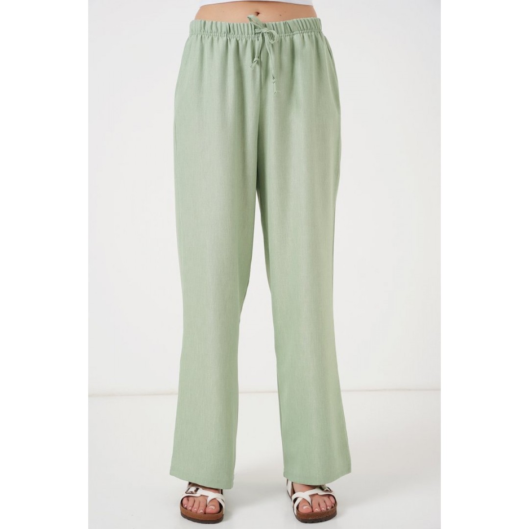 Geniş Paça Keten Pantolon 6735 - E.Yeşil 162519 Geniş Paça Keten Pantolon 6735 - E.Yeşil 162519