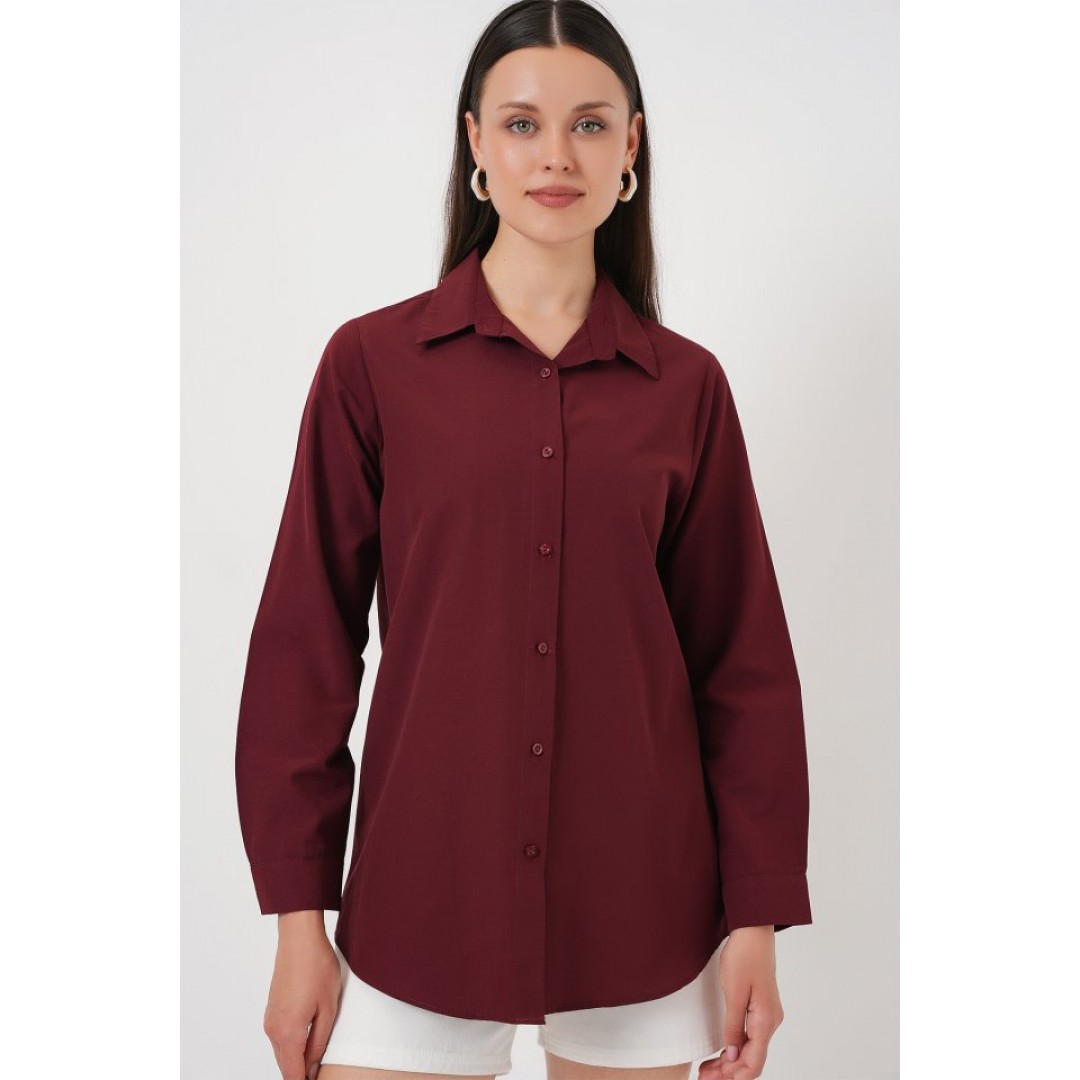 Uzun Kol Basic Gömlek 20279 - Bordo 162595 Uzun Kol Basic Gömlek 20279 - Bordo 162595