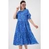 Kısa Kol Desenli Elbise 2553 - Saks - 162694