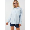 3900 Oversize Uzun Basic Gömlek - C.Mavi 162745