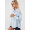 3900 Oversize Uzun Basic Gömlek - C.Mavi 162745