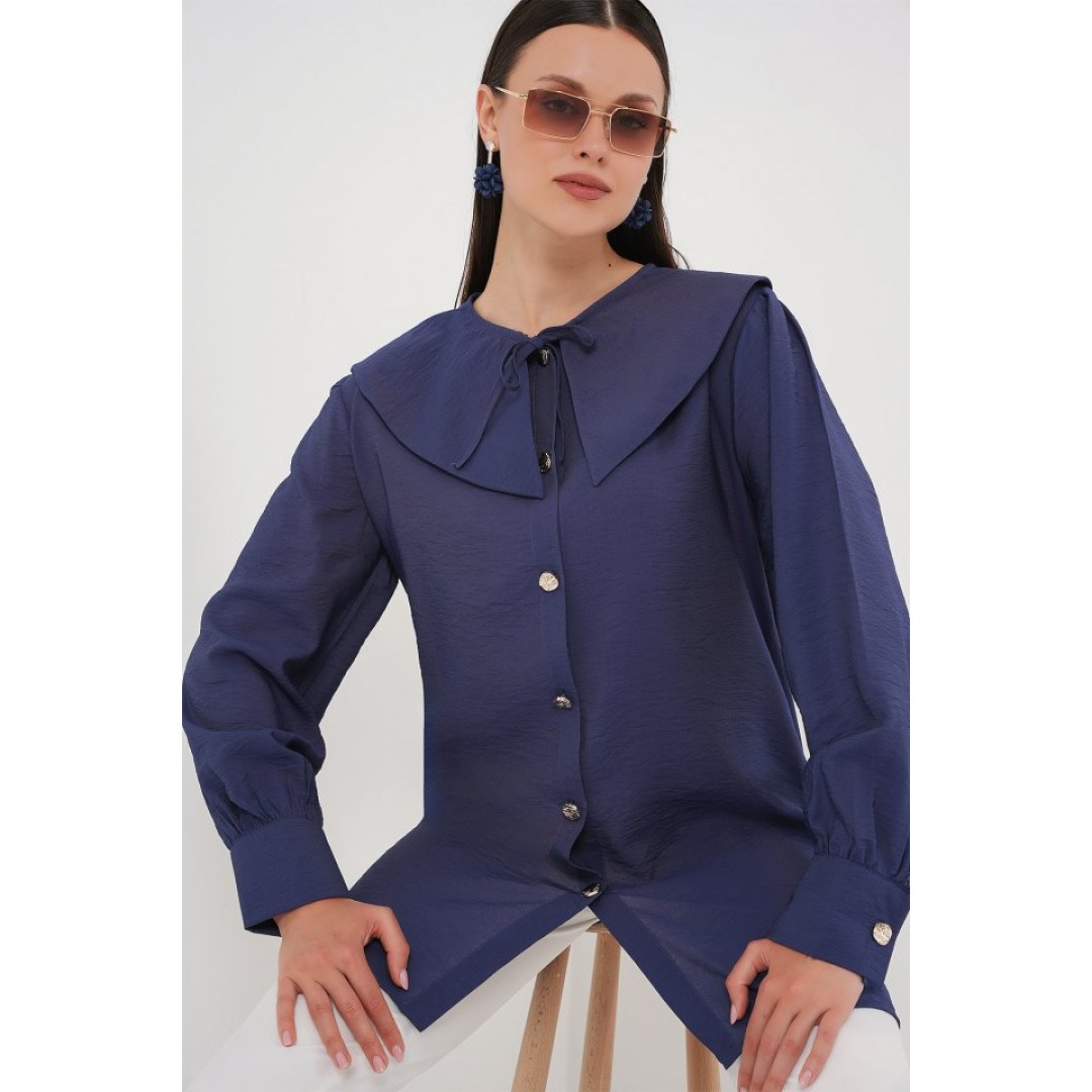 Bebe Yaka Uzun Tunik 5967 - İndigo 162747