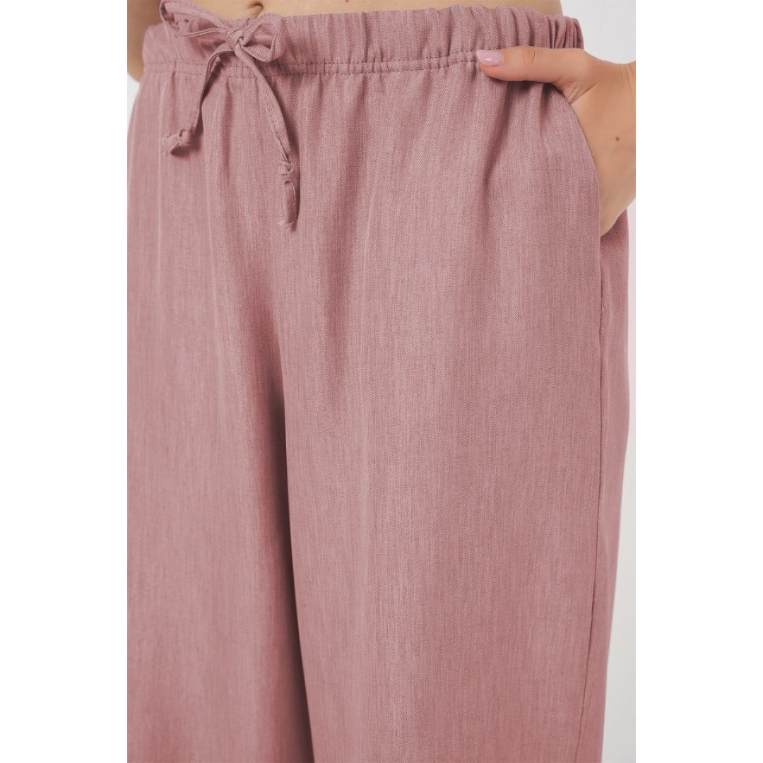 Geniş Paça Keten Pantolon 6735 - Pudra 162791 Geniş Paça Keten Pantolon 6735 - Pudra 162791
