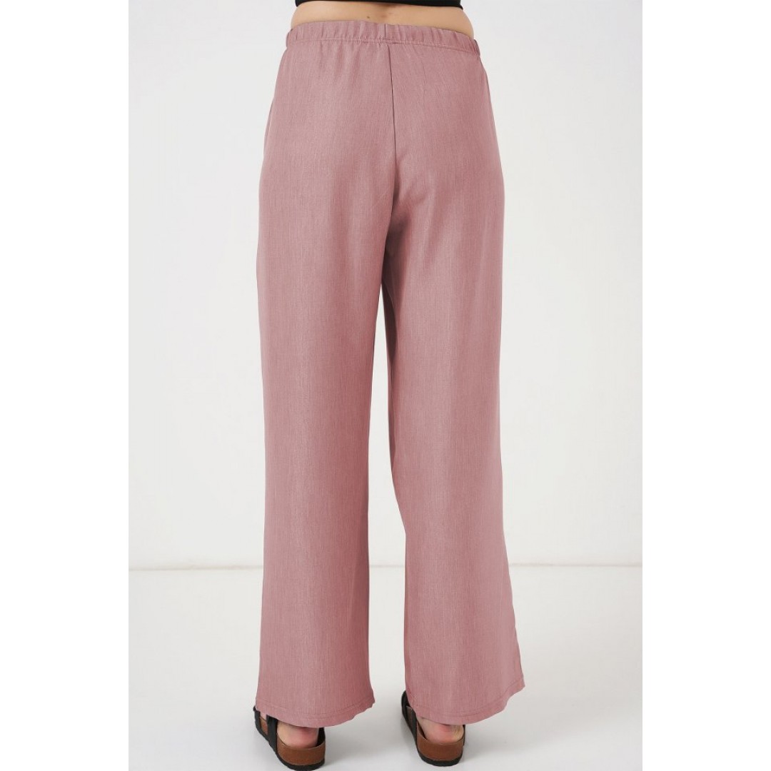 Geniş Paça Keten Pantolon 6735 - Pudra 162791 Geniş Paça Keten Pantolon 6735 - Pudra 162791